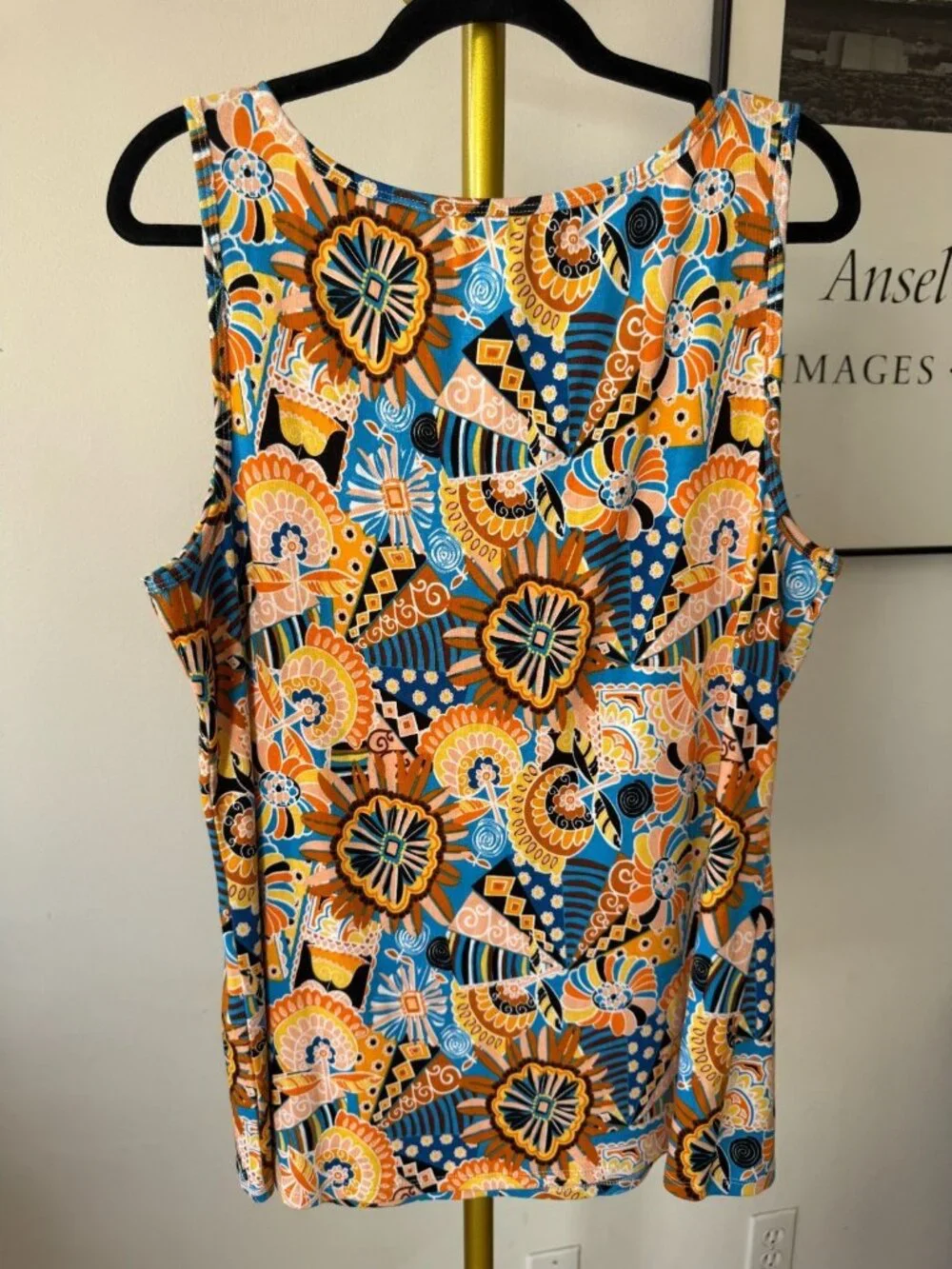 Cato Womens XL Tank Top Geometric Seashell Print Sleeveless Stretch Boho - Picture 2 of 5